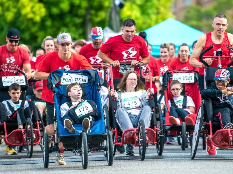 MyTeam Triumph runners start in their own heat at Wabash Run the River.