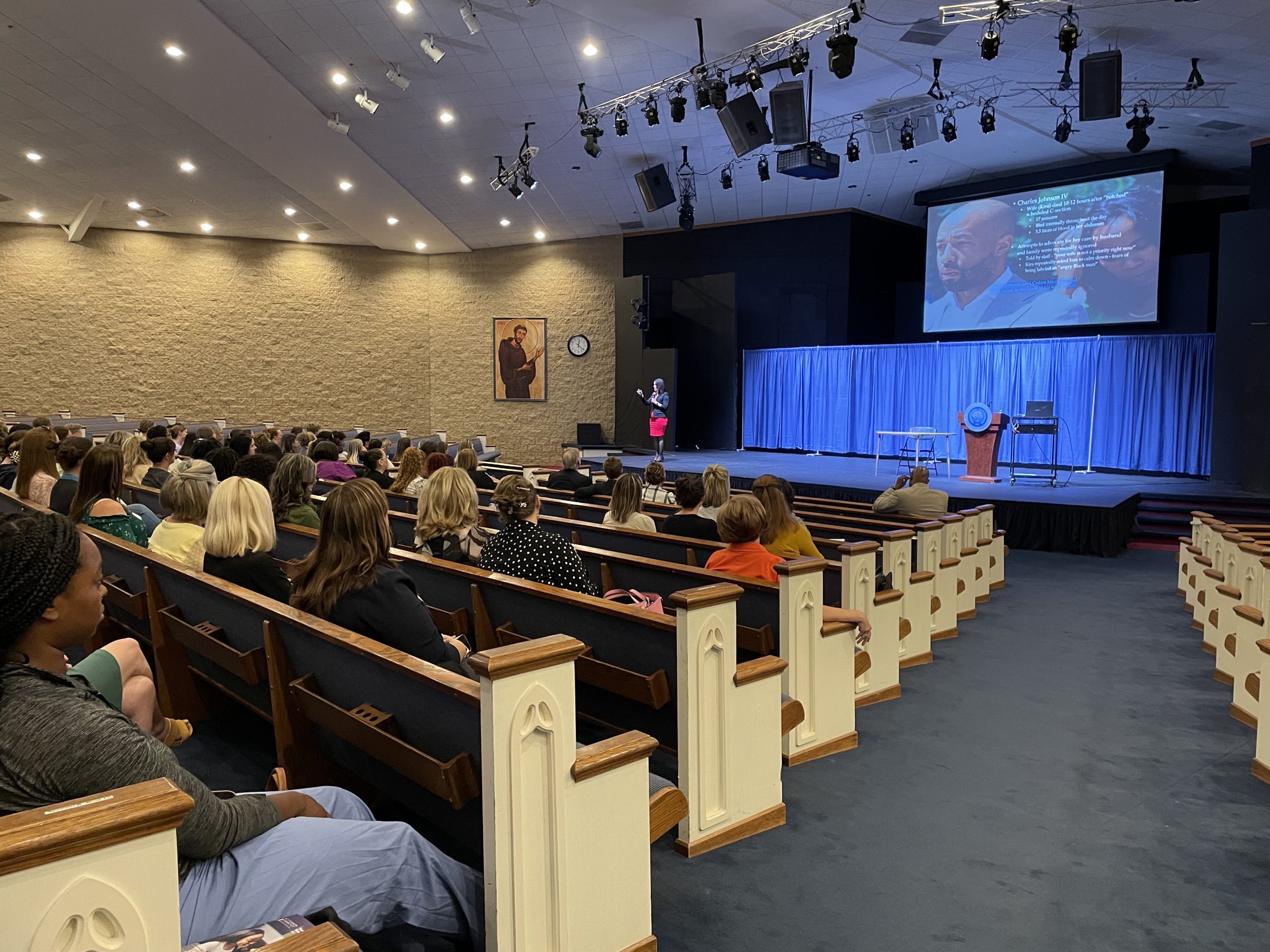 Dr. Dungy-Poythress speaks about implicit bias and how it impacts Black maternal and infant health at an event hosted by the St. Joseph Community Health Foundation the University of Saint Francis.
