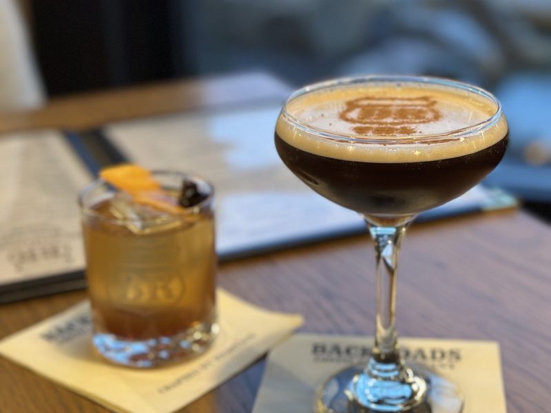 Backroads Old Fashioned (left) and Cask & Coffee Martini (right)