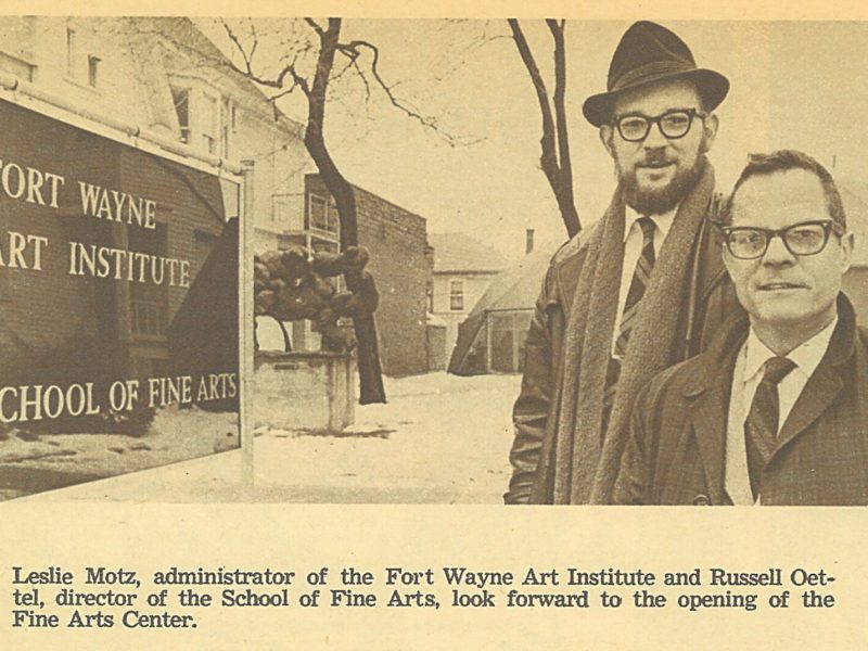 A news clipping from the opening of the Fort Wayne Art Institute's Fine Arts Center.