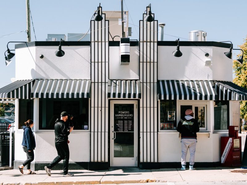 Powers Hamburgers on Harrison Street.