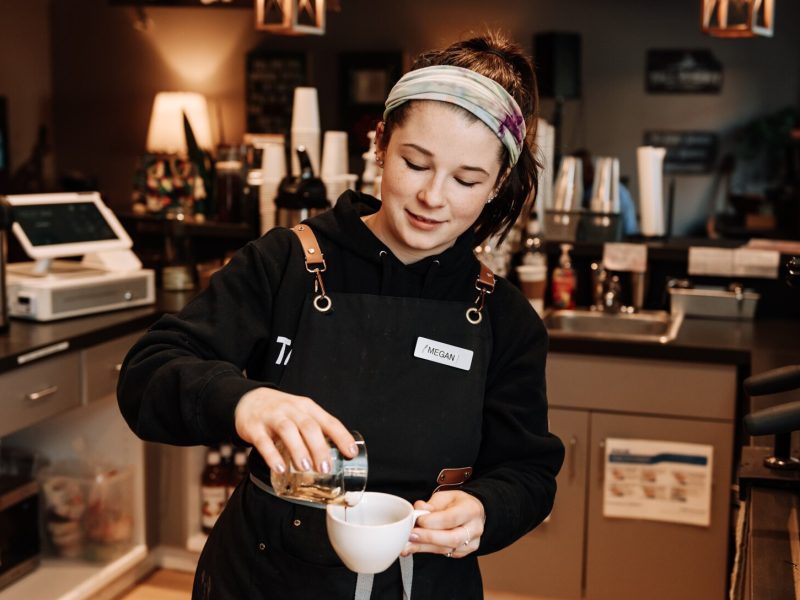 Cafe Manager Megan Spring makes a "Special Cappuccino Drink" at Tall Rabbit.