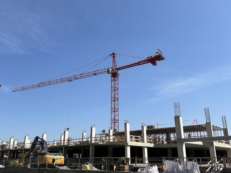 Construction crews are currently working on the garage for The Lofts at Headwaters Park.