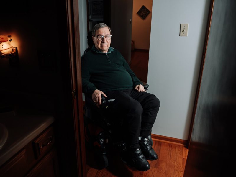 Ron Duchovic is unable to make it into one of the bathrooms in his home because the doorway is too small.