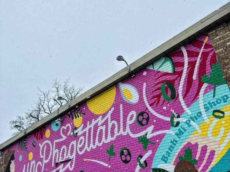 The mural on Bahn Mi Pho Shop.