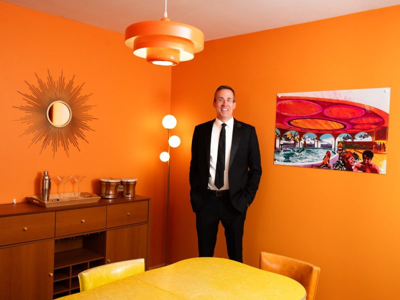Property owner Mike Kelly, in the dining room of his Fort Wayne Airbnb, which is a recreation of Fawn Liebowitz's childhood home from the movie "Animal House."