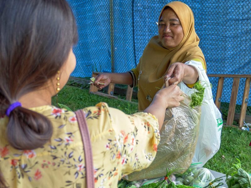 Attendees shop for fresh fruits and veggies at the HEAL Market.