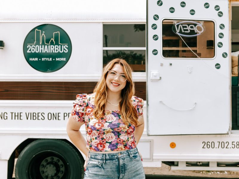 Owner Beth Morken in front of the 260HairBus, which she renovated herself.