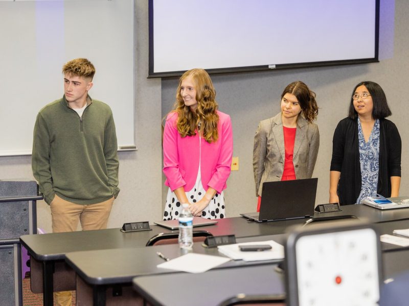 Students prepare to pitch their business plan for a chance to win $5,000.