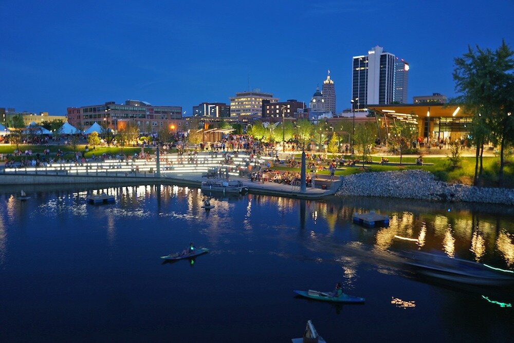 Riverfront Fort Wayne's Promenade Park opened to the public on August 9, 2019.