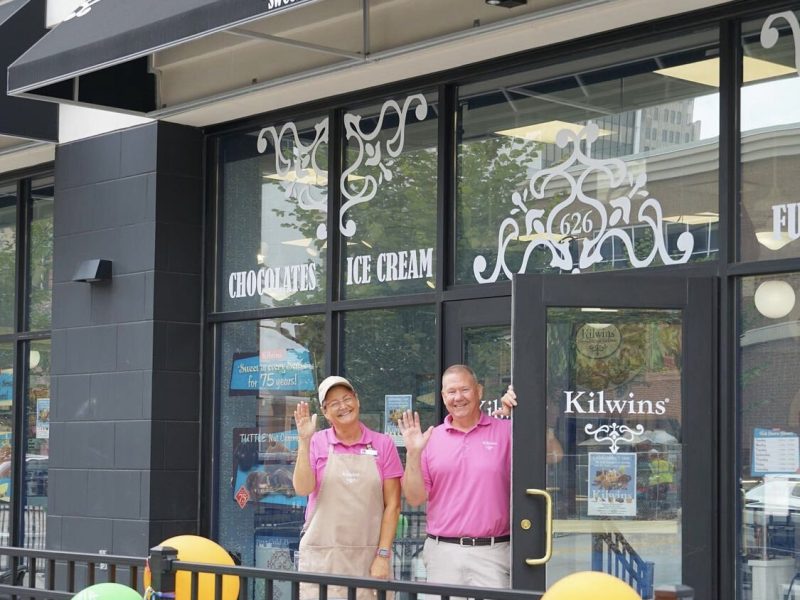 Kilwins is located at 626 S. Harrison Street near the Landing, they can be found in the same building as The Bradley Hotel.