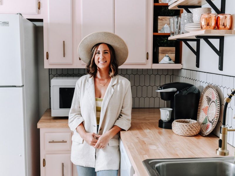 Olivia Nelson in the kitchen of her Airbnb, JetsetterBnb, in Fort Wayne.