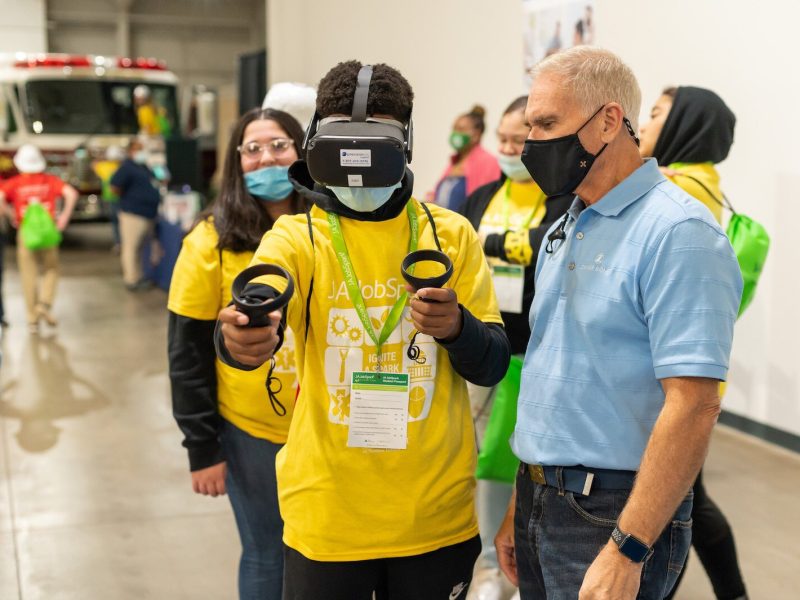 Students and professionals participate in the first in-person JA JobSpark event in 2021 hosted by JA of Northern Indiana.