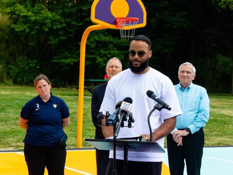 Andre Portee is the Fort Wayne artist and creator of AbsorbALL, renovating basketball courts at local parks into playable murals.
