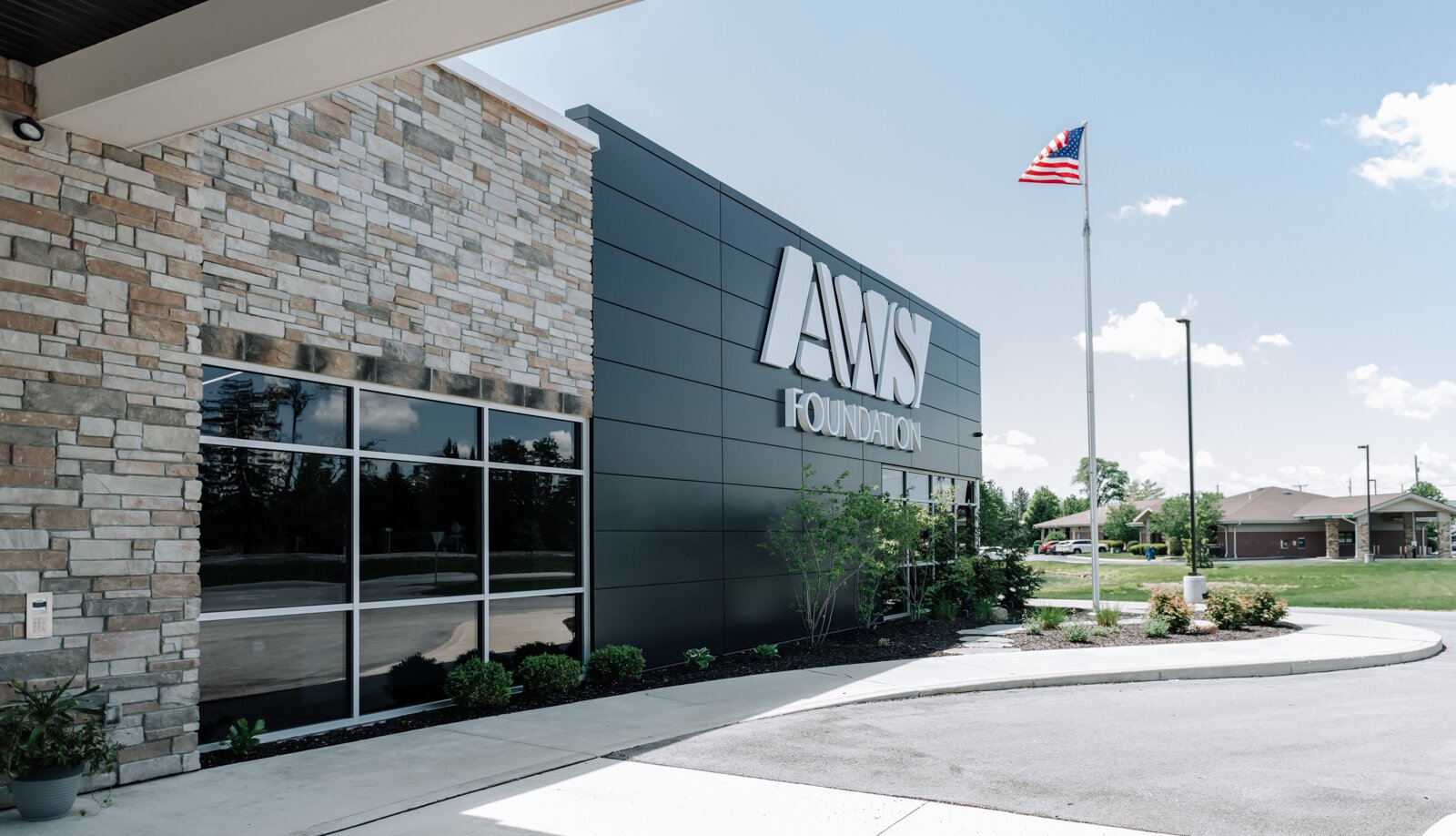 Exterior of the AWS Foundation, 5323 W Jefferson Blvd, Fort Wayne, IN 46804.