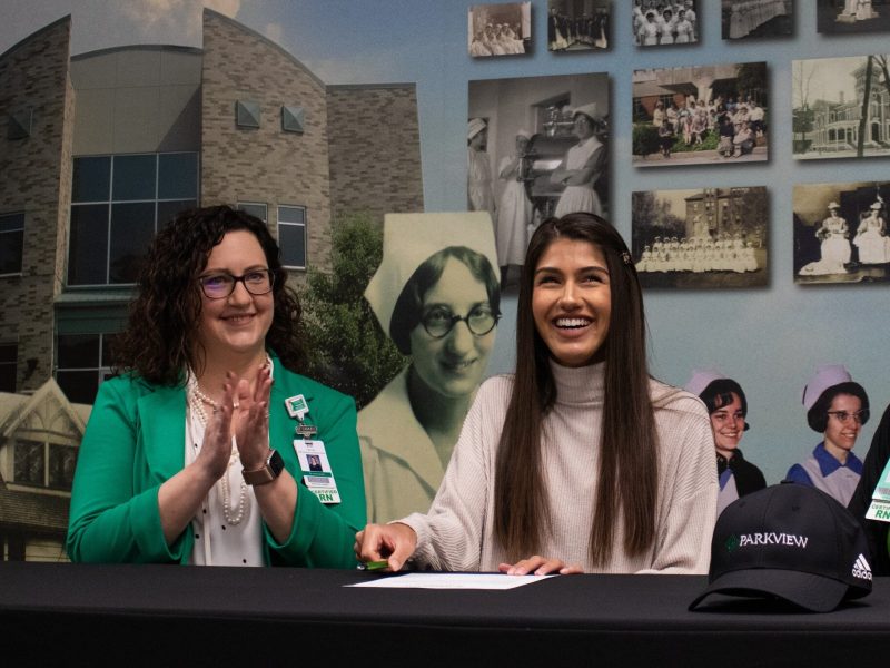 Parkview hosts a Signing Day for nurses at schools like the University of St. Francis, similar to when a high school athlete commits to a university.