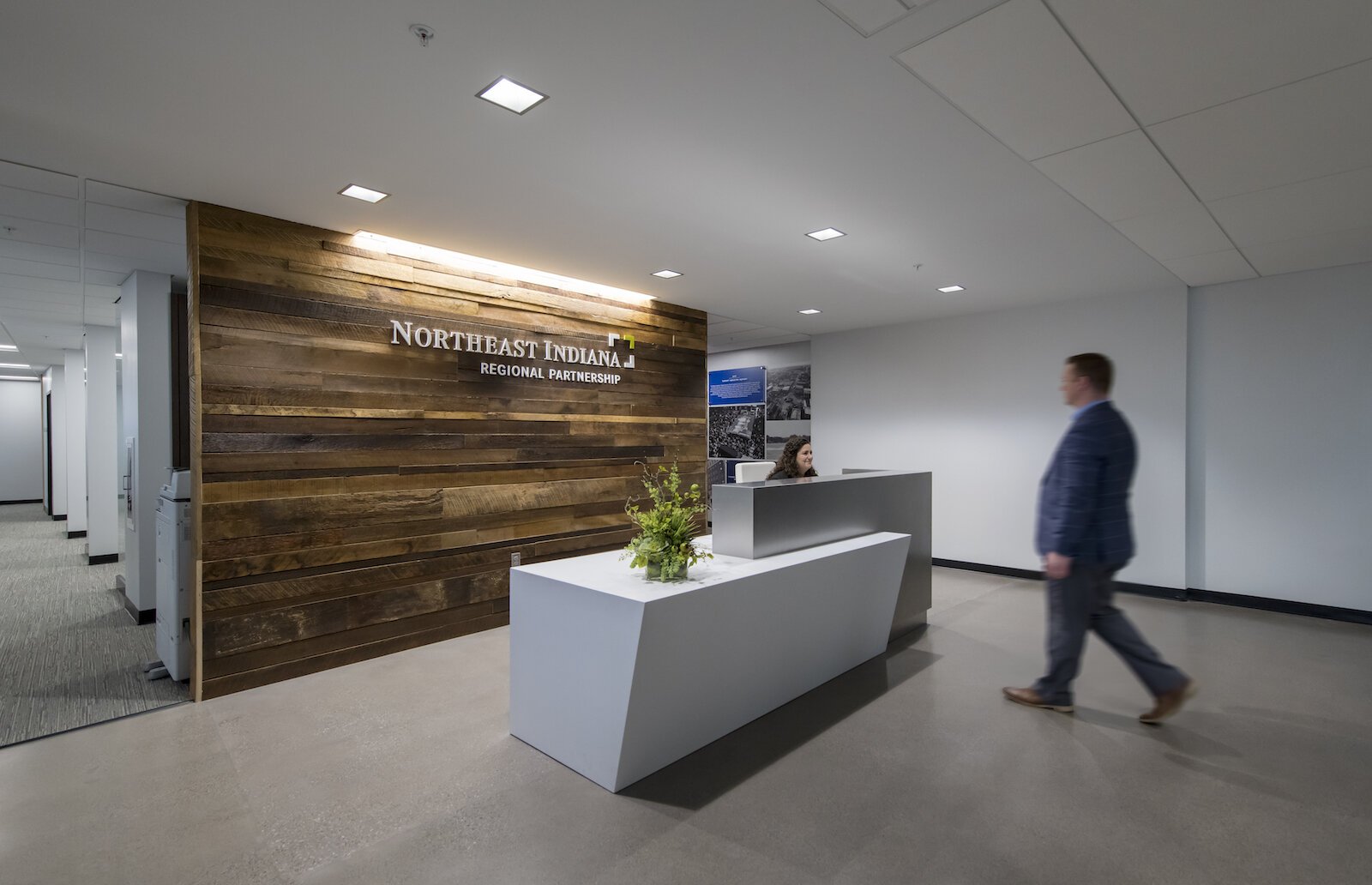 Design Collaborative helped create the Northeast Indiana Regional Partnership's space at 200 E. Main St., Suite 910A.