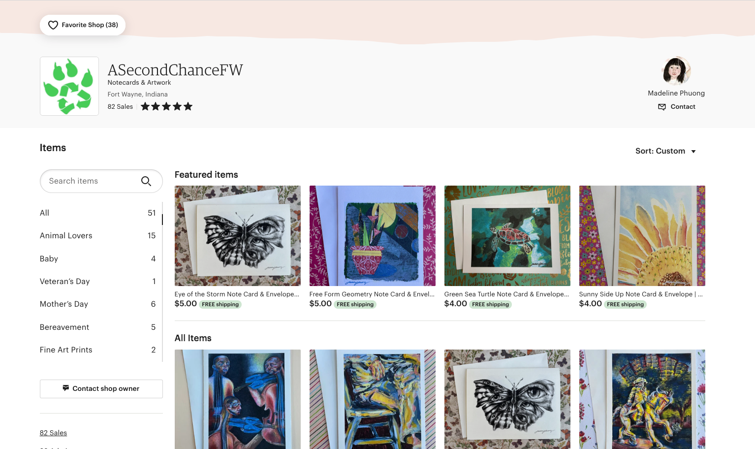 A Second Chance is Madeline Phuong's student-run business that sells her original artwork to benefit organizations, such as Humane Fort Wayne and Fort Wayne Animal Care and Control.