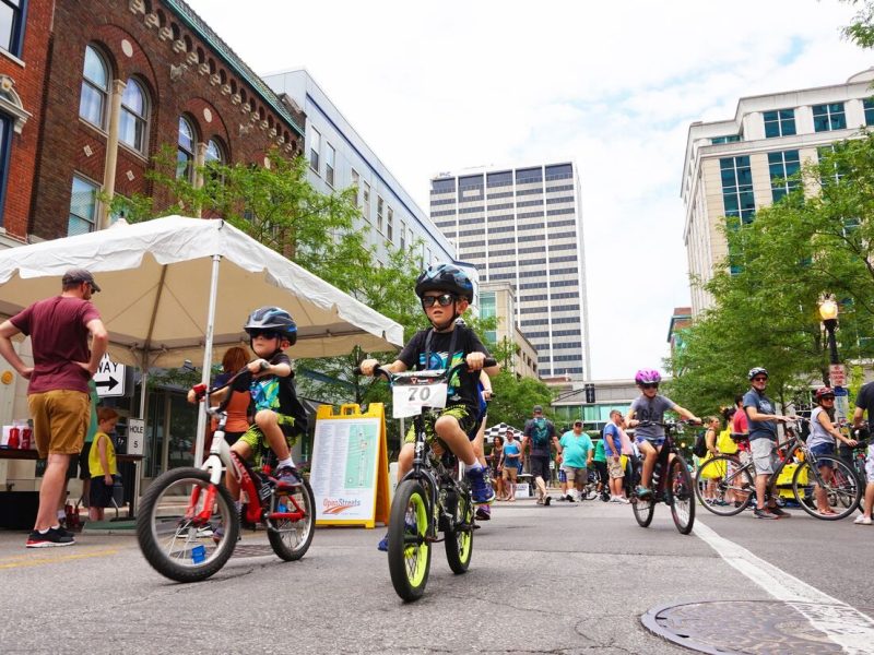 Bicycle Friendly Fort Wayne and FWPD Bike Patrol taught bike handling skills at Open Streets.