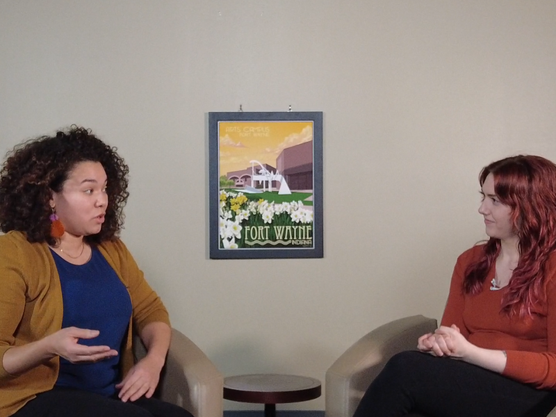Rachelle Reinking, Director Of Communications at Arts United, interviews artist Lyndy Bazile.