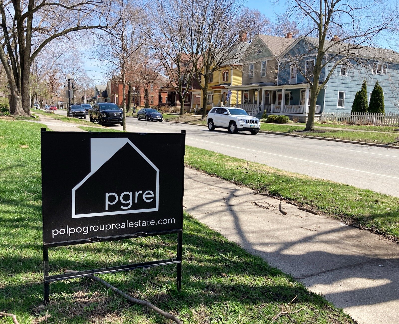 A Polpo Group Real Estate sign in Downtown Fort Wayne.