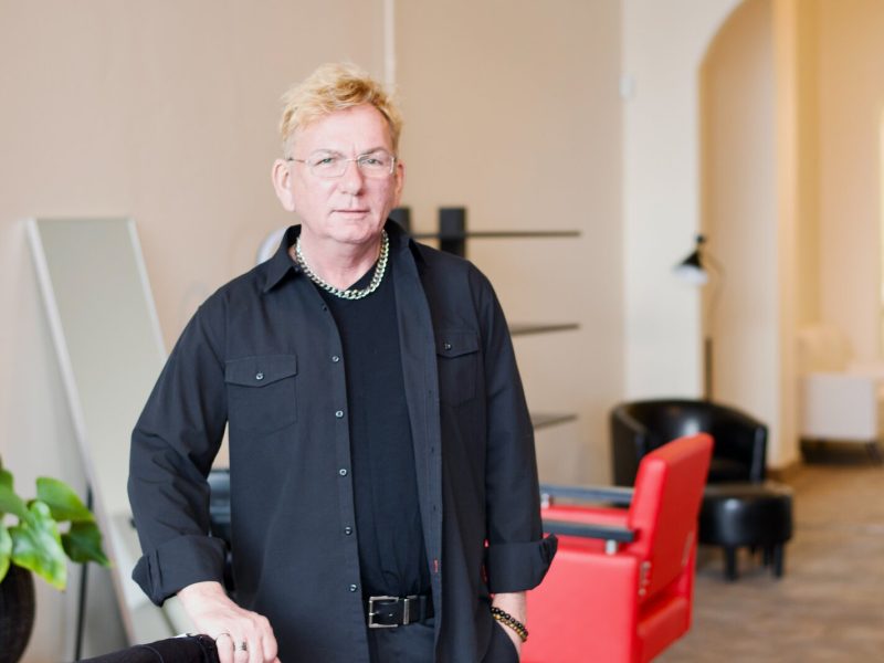 Portrait of Michael Schram, owner of Michael Michael's Salon and Spa.