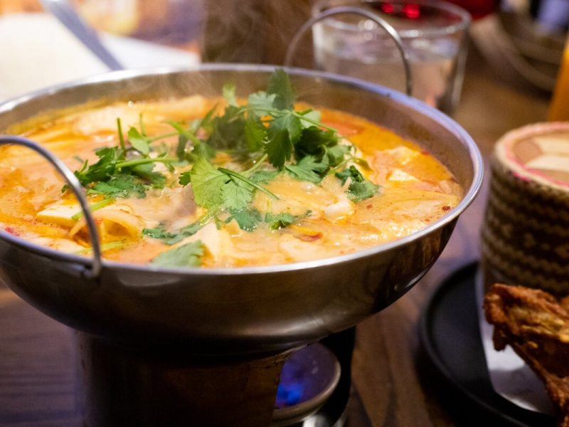 Bangkok Bistro is a gem of Thai fusion food located in the 05 neighborhood. Pictured here is the tom yum soup.