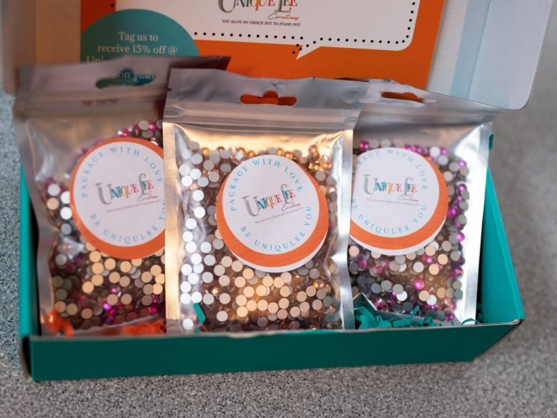 Rhinestones sold by UniqueLee Creations.
