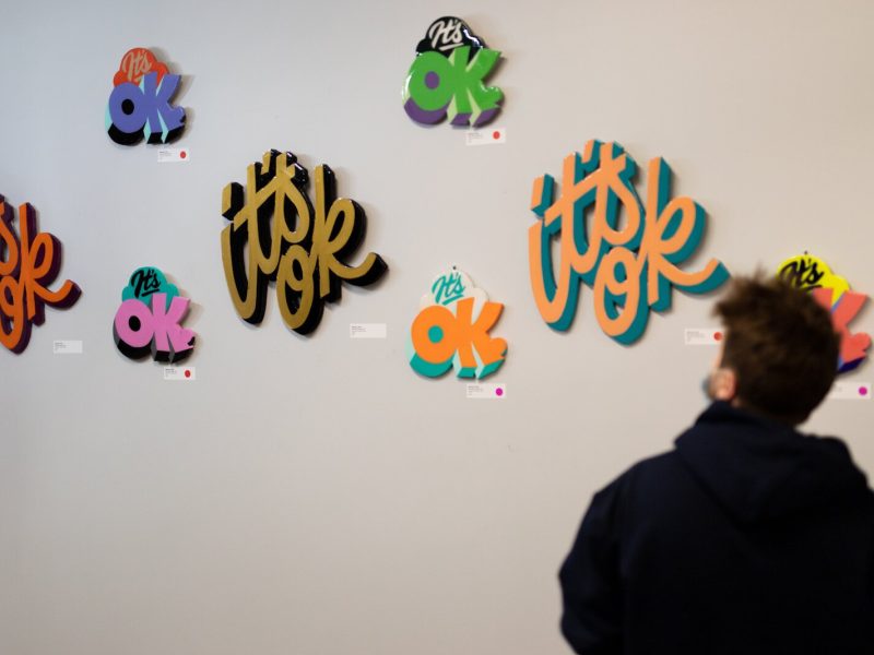 Opening night of Matt Plett's art show, “It's OK. It's OK? It's OK!” held at the Garden January 13-27, 2022.