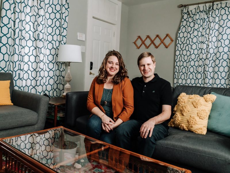 Kelley and Ryan Benton in the Fort Wayne property they rent out on Airbnb.