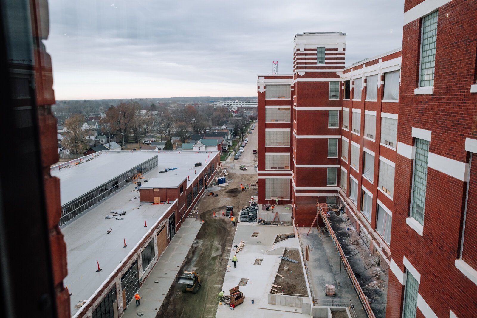 Electric Works buildings are under construction during a media tour of the space on December 3, 2021.