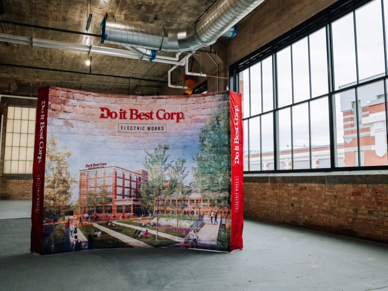 The future national headquarters of Do it Best is under construction at Electric Works. it will be located on the upper floors of Building 26 on the West Campus. (December 2021)