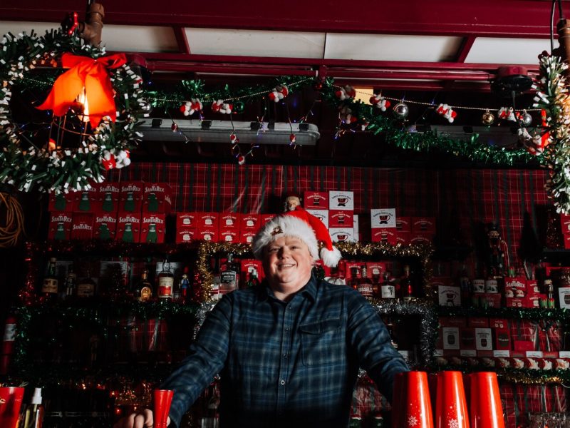 Trevor Scovel is Manager (and Santa) of the Christmas-themed pop-up bar, Miracle on Jefferson, in the heated tent at 301 W. Jefferson Blvd. Suite 99.