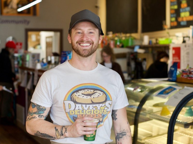 Davey Heritier moved from Los Angeles to Fort Wayne to open his steamed bagel sandwich shop Davey's Delicious Bagels.