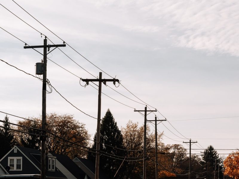 Power lines along Vance Ave. near Crescent Ave. in front of homes in Fort Wayne.