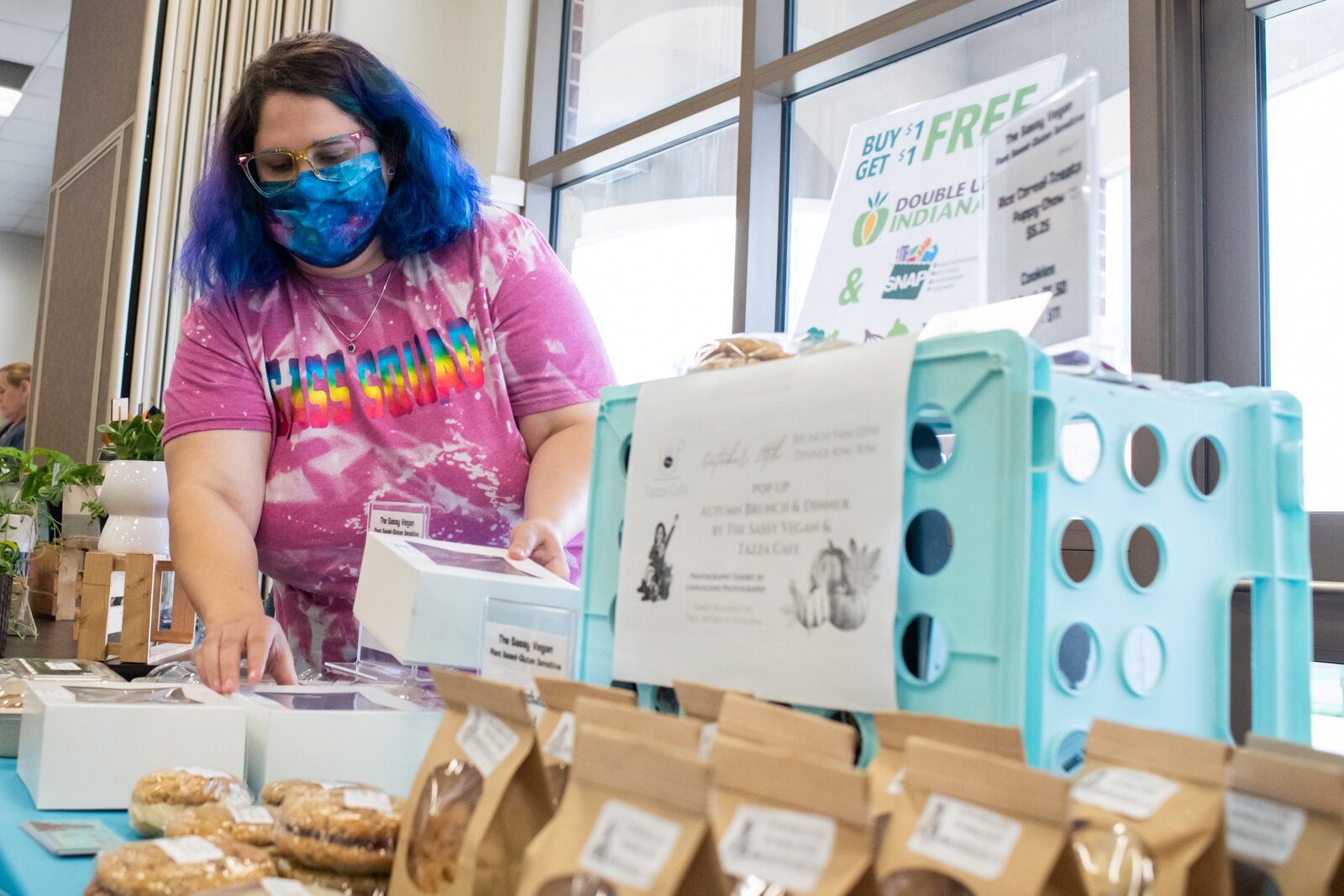 Rachel Smith, owner of The Sassy Vegan, at the Fort Wayne Farmers Market inside the Lincoln Event Center at Parkview Field.