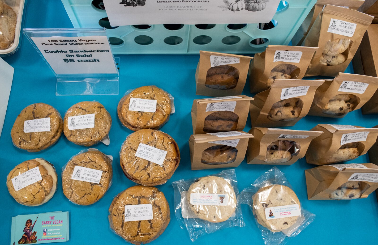 A variety of baked goods from The Sassy Vegan, owned by Rachel Smith, during the Fort Wayne Farmers Market inside the Lincoln Event Center at Parkview Field.