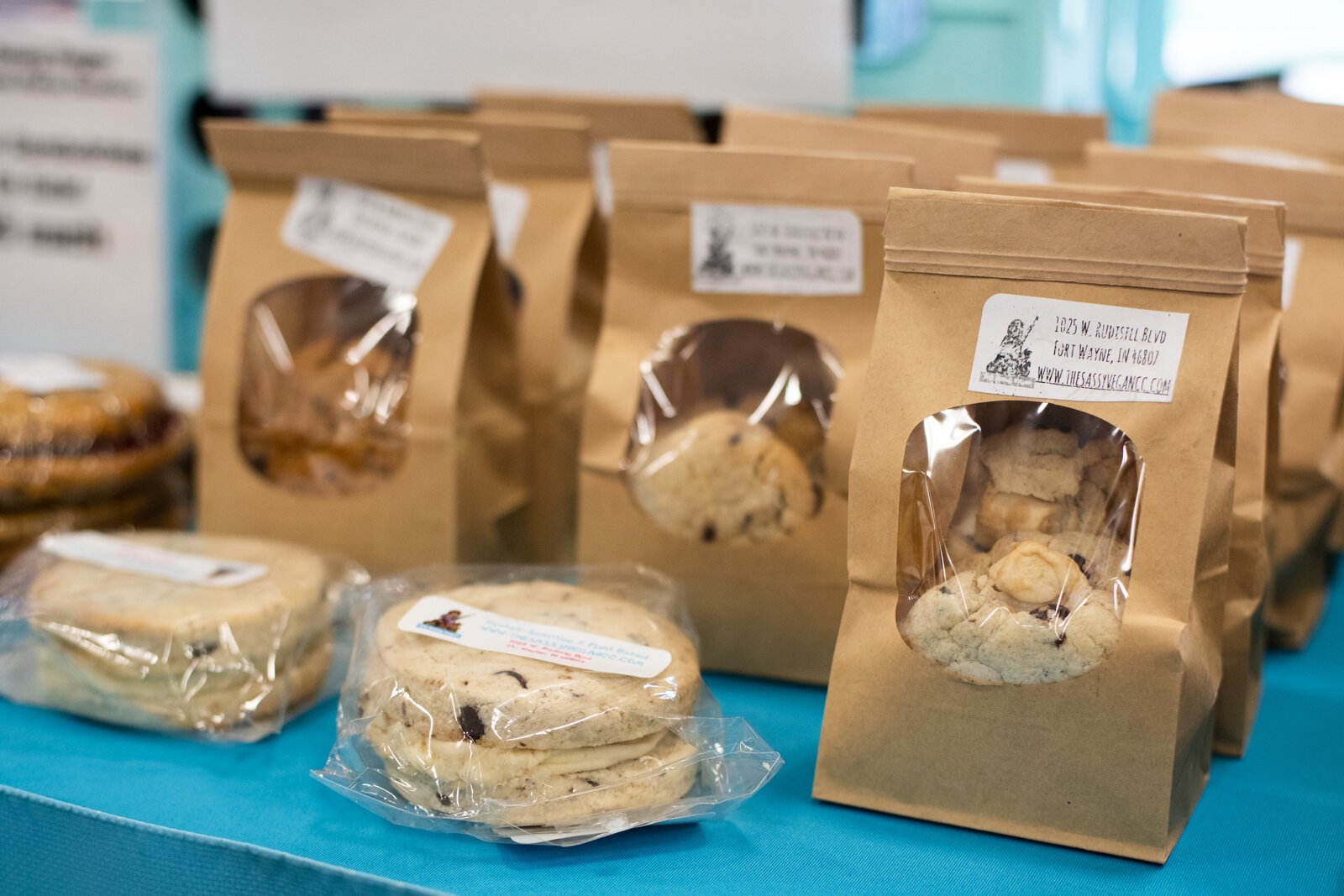 Baked goods by the Sassy Vegan, owned by Rachel Smith, at the Fort Wayne Farmers Market.