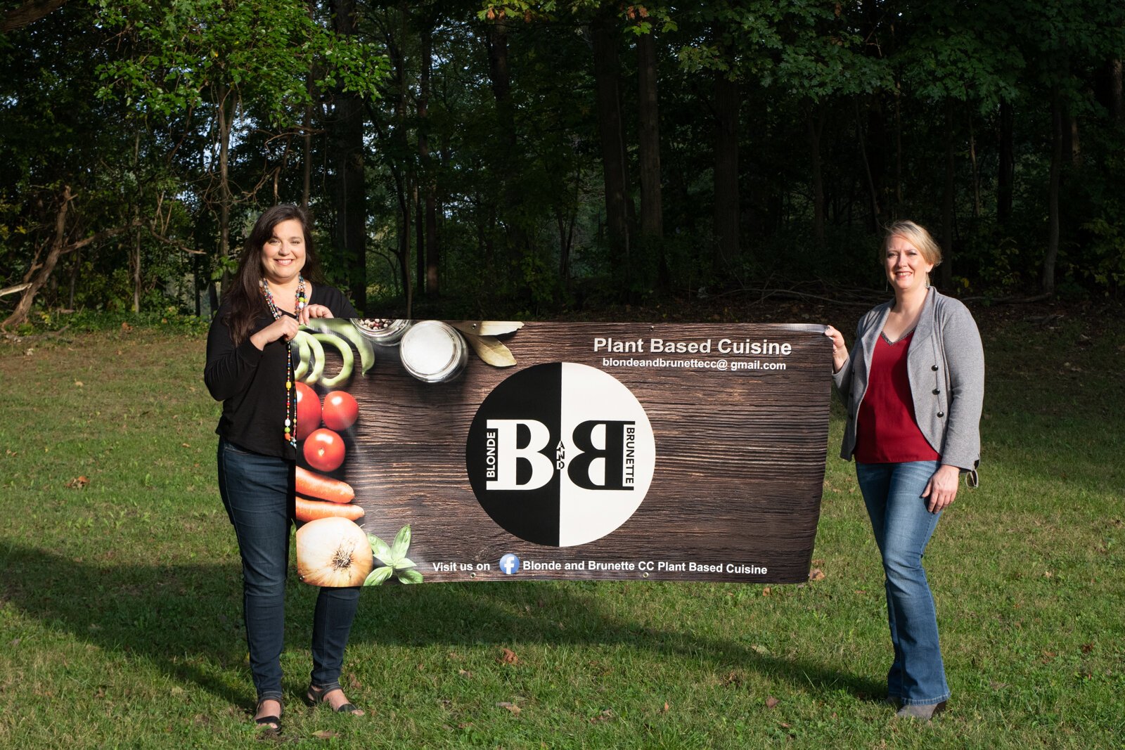 Chasity Bickel, left, and JoHannah Greene, owners of Blonde & Brunette CC Plant Based Cuisine at Memorial Park in Huntington, IN.