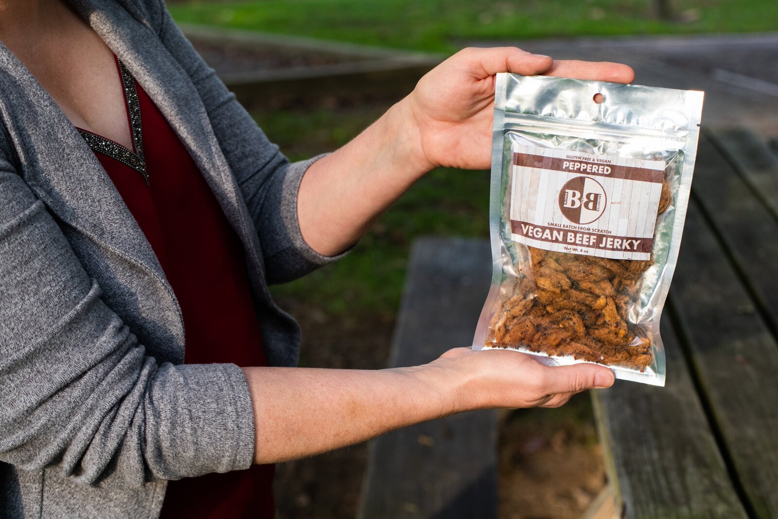 Vegan jerky from Blonde & Brunette CC.