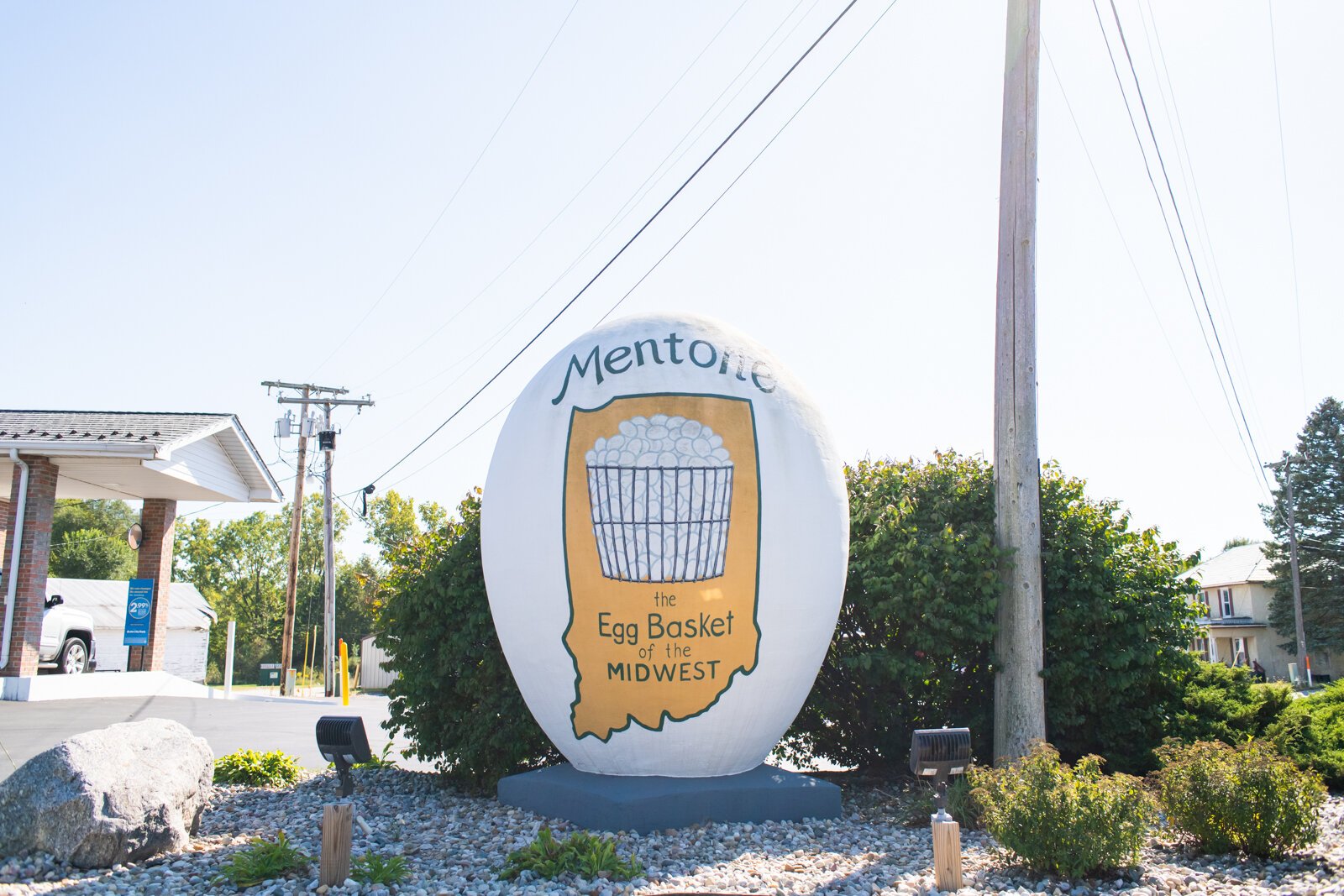 The Big Egg of Mentone at Main & Morgan Streets in Mentone, IN.