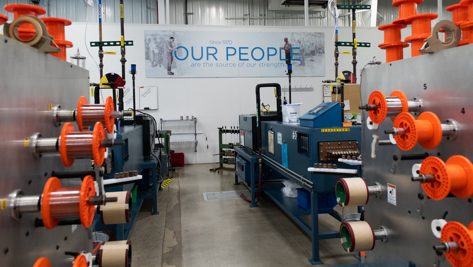 A sign signifying the employees' importance at Fort Wayne Metals on Ardmore Ave.