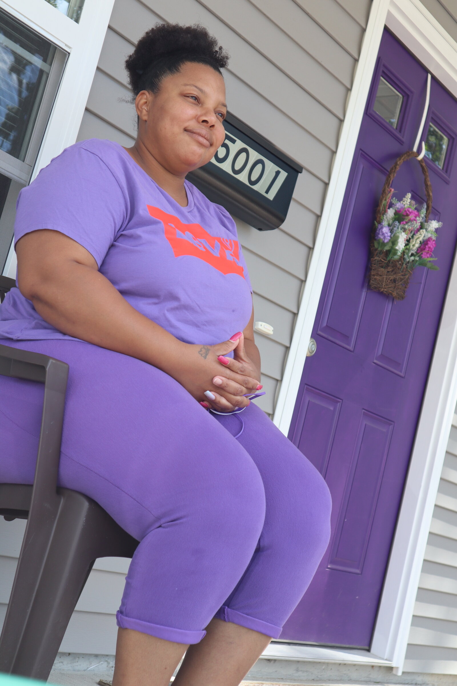 LaPria Taylor outside her new home in South East Fort Wayne.