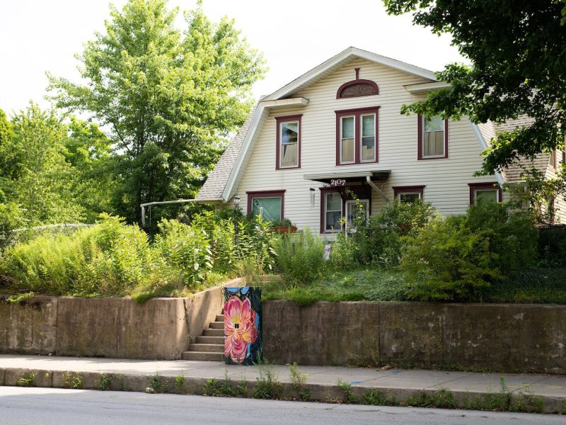 A view of Poplar Village Gardens from the Broadway Corridor near downtown Fort Wayne.