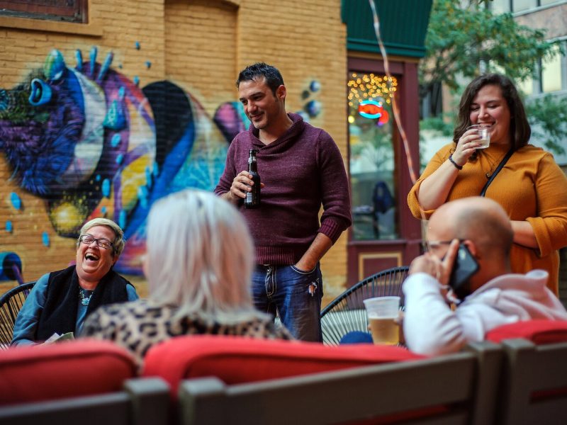 The Porch Off Calhoun comes alive at night.