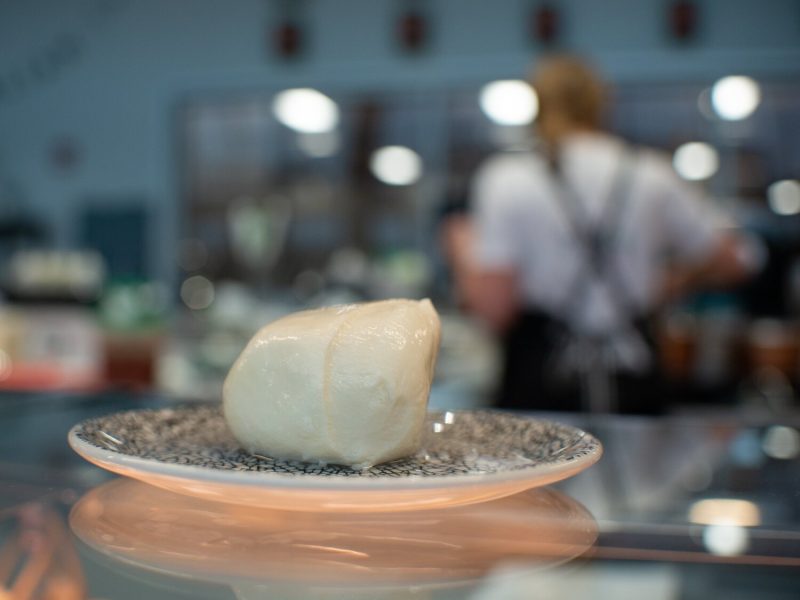 A 4 oz. ball of mozzarella at the Golfo Di Napoli Dairy Caffè.