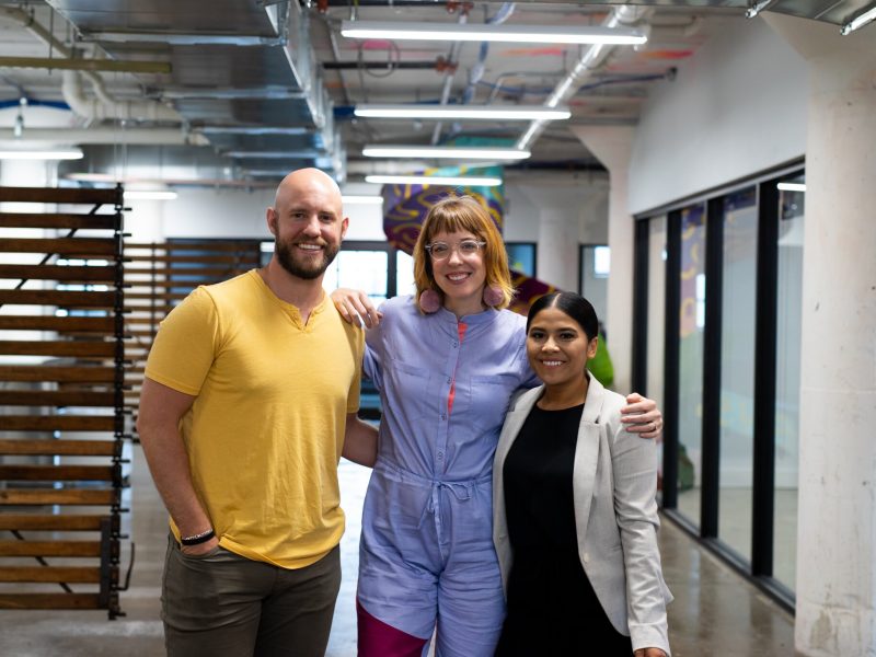 Mitch Stein, Kristin Giant, and Thein Aye of Pond, a tech startup based in Fort Wayne.