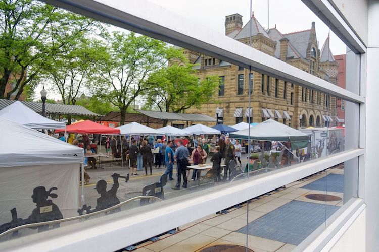 The historic Barr Street Market behind the History Center was the city's first public meeting space.