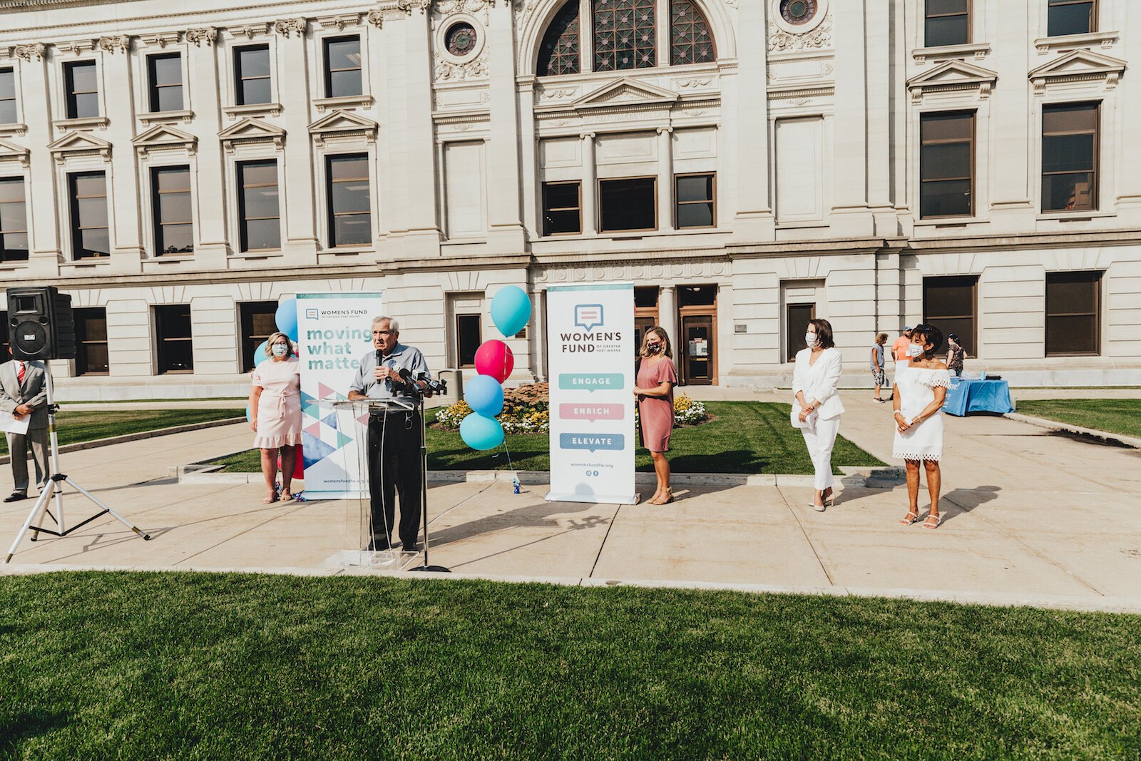 Mayor Tom Henry addresses guests at the launch of the Women's Fund.