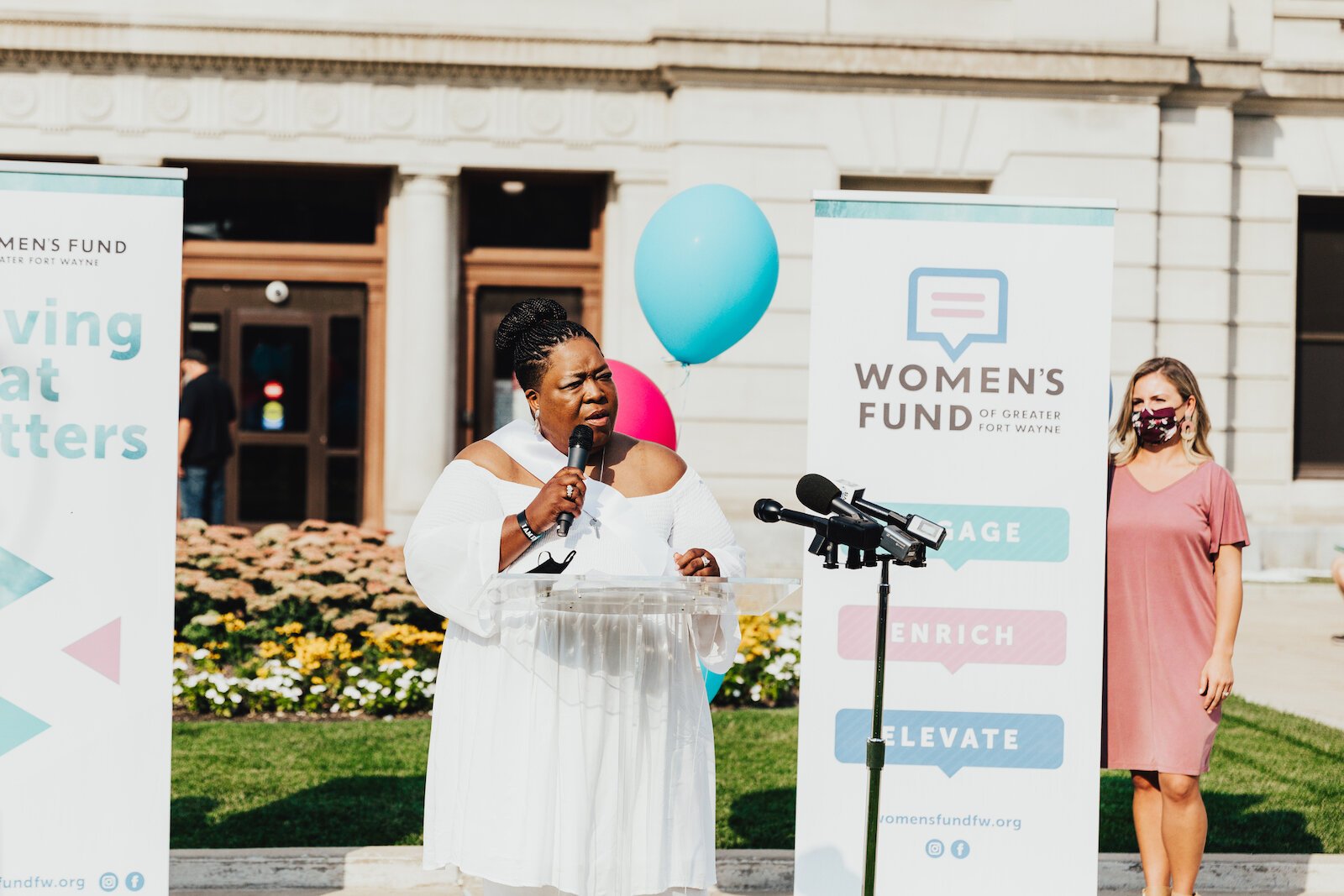 Denita Washington speaks at the launch of the Women's Fund in downtown Fort Wayne.